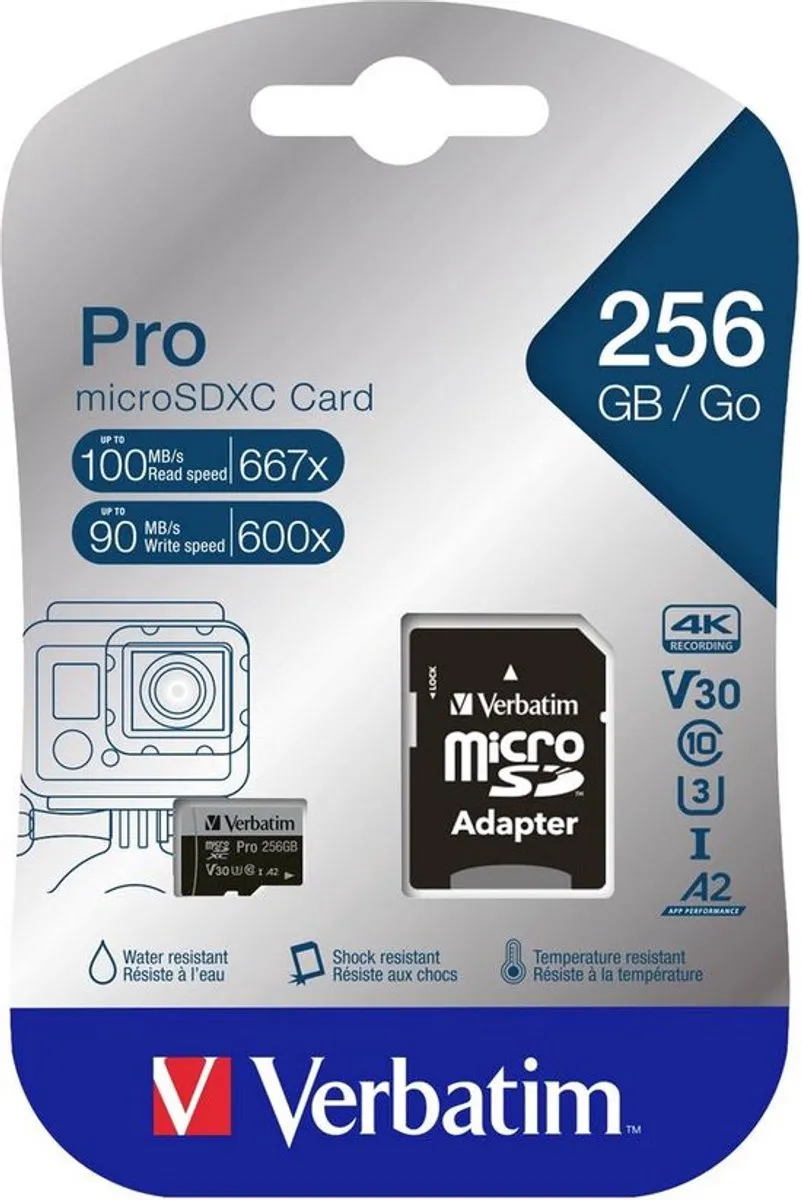 Verbatim Pro microSDXC 47045 256GB - A2 UHS-3 - Incl. SD-adapter - afbeelding 6 van 6