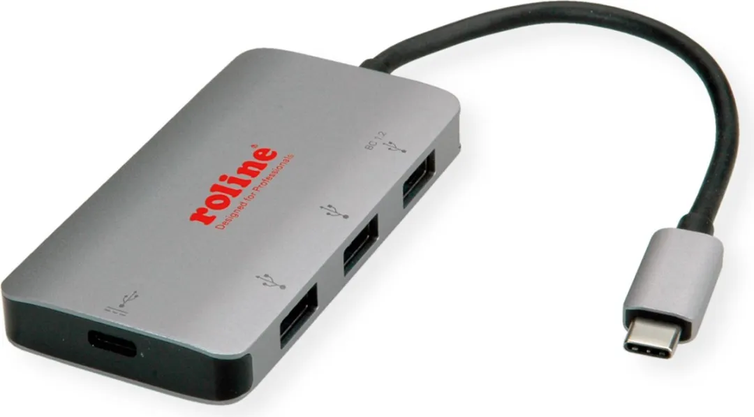 Roline USB 3.2 Gen 1 Hub 4 Poorten - Type C Zilver - afbeelding 3 van 5