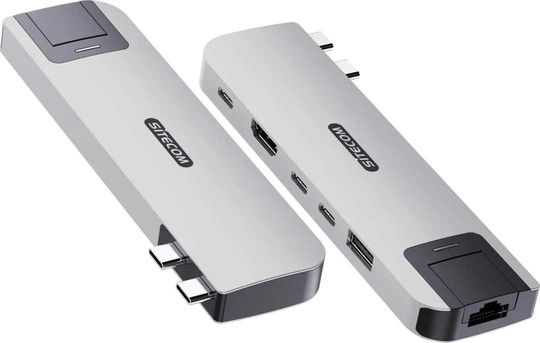 Sitecom AC-2002 Multiport Hub 6-in-2 - 10Gbps - 100W - Gold