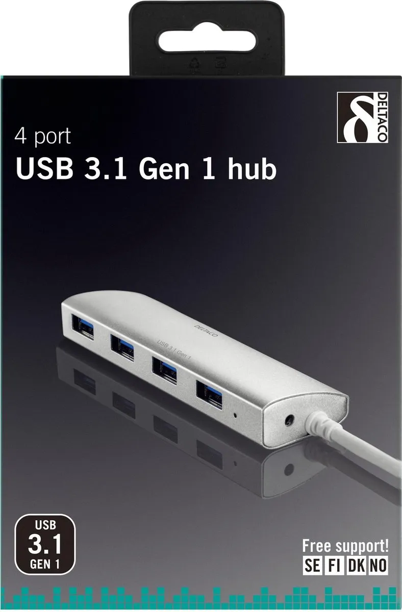 Deltaco UH-484 4-Poorts USB 3.0 Hub - Zilver