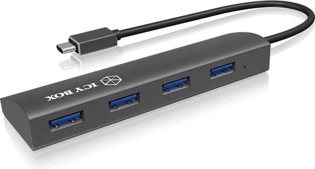 Icy Box IB-AC6405-C USB Hub - 4 Poorten Antraciet
