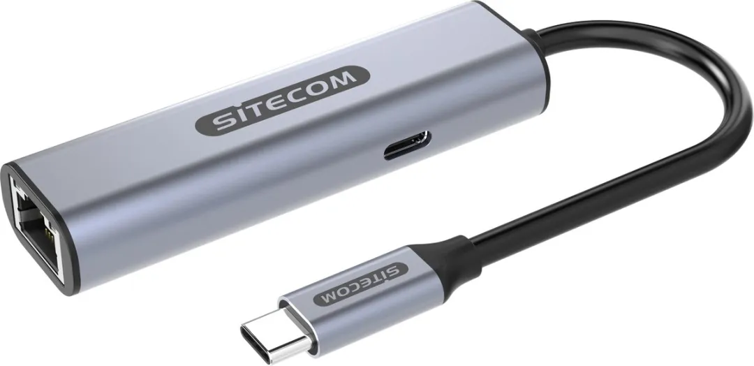 Sitecom AD-1020 USB-C naar RJ45 Adapter - 100W Power Delivery - Zilver