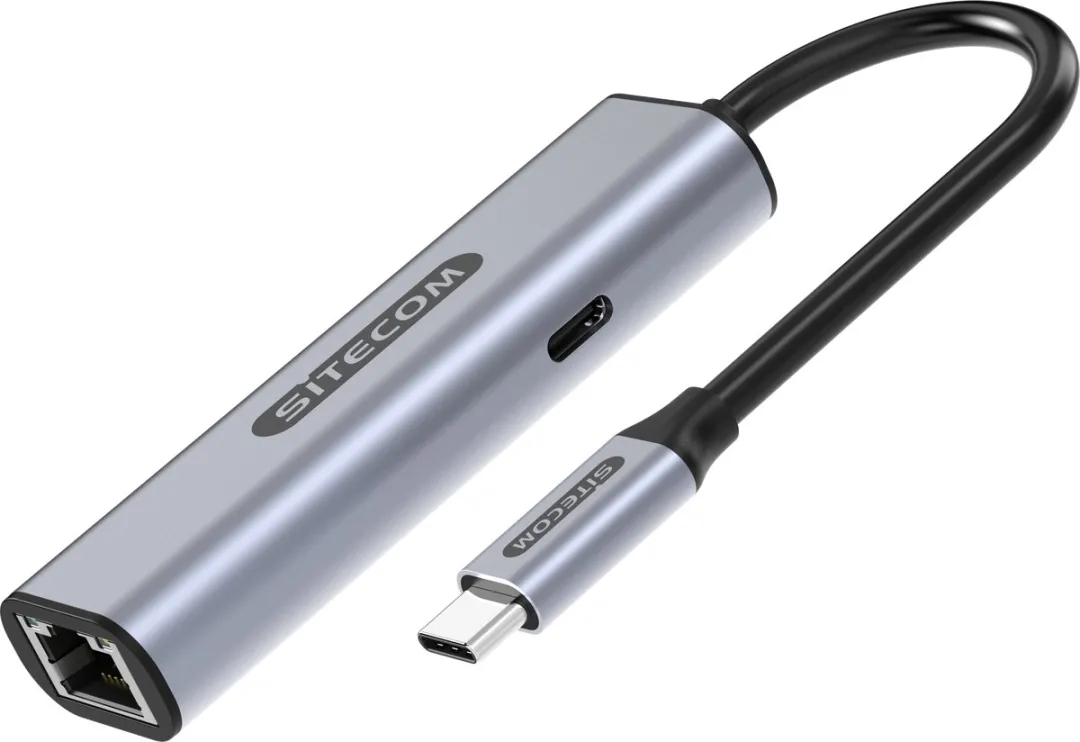 Sitecom AD-1020 USB-C naar RJ45 Adapter - 100W Power Delivery - Zilver
