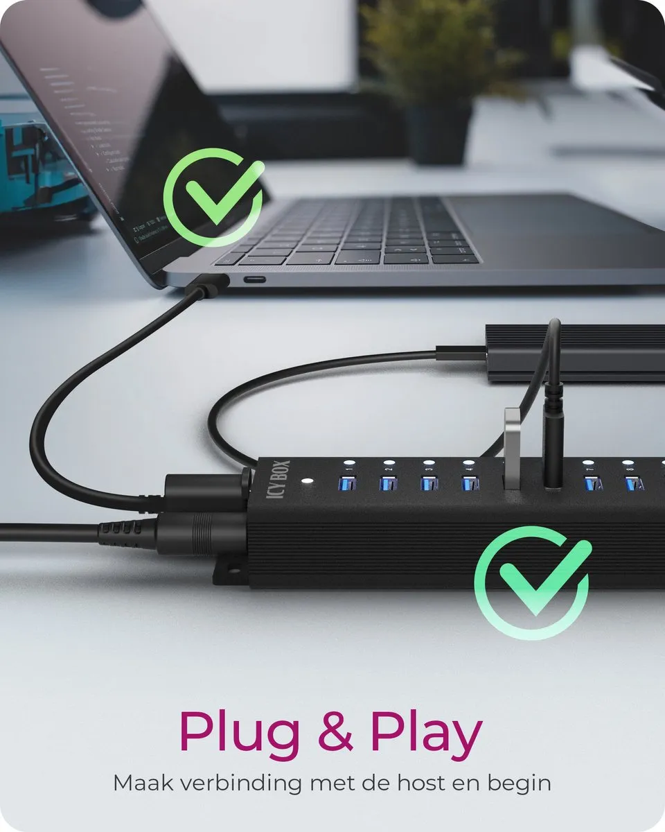 Icy Box IB-HUB1717-U3 USB-Hub 16 Poorten - Zwart - afbeelding 2 van 6