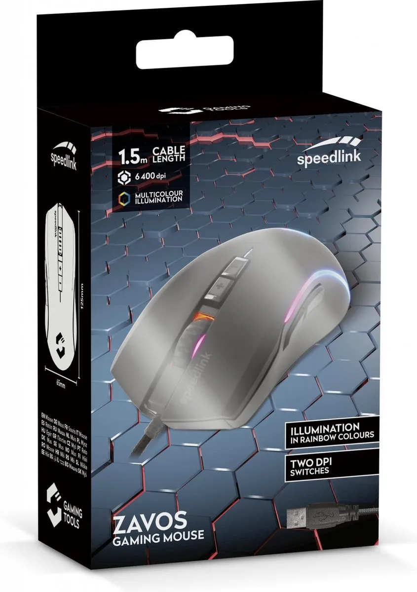 Speedlink ZAVOS Gaming Muis SL-680022-RRBK - 5 Knoppen - RGB Zwart