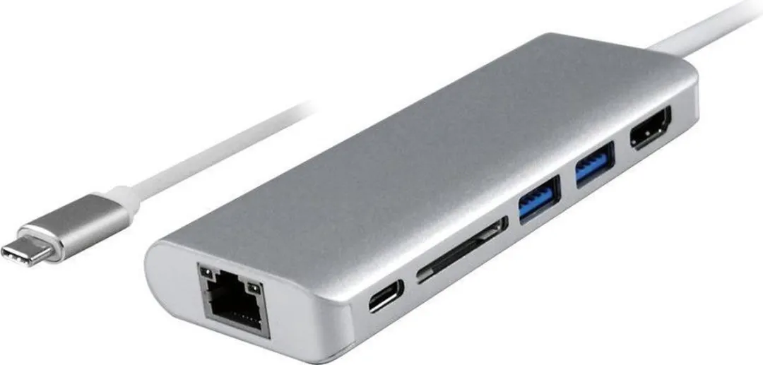 Roline 12.02.1037 Dockingstation USB-C - 4K HDMI, USB 3.0, SD/MicroSD, Gigabit Ethernet - Zilver - afbeelding 5 van 6