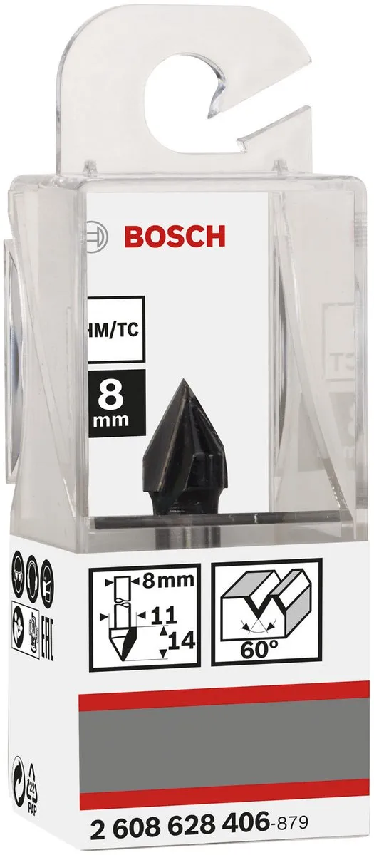 Bosch V-groeffrezen 8mm - Hout - 60°