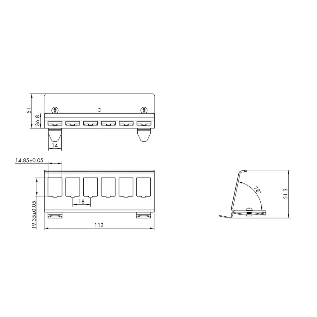Roline DIN-rail Adapter 6 Keystones