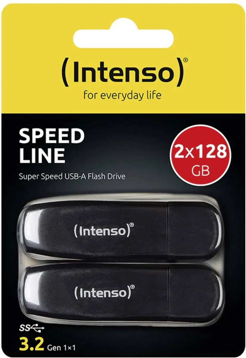 Intenso 128GB Speed Line USB-stick - 2 Stuks - Zwart - afbeelding 6 van 6