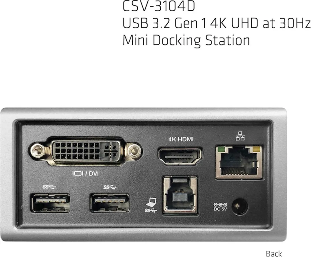 Club3D CSV-3104D USB-A Mini Docking Station 4K 30Hz - Tweekleurig