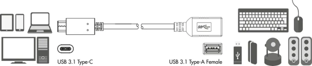 Logilink CU0098 USB-C naar USB 3.0 Adapter - Zwart