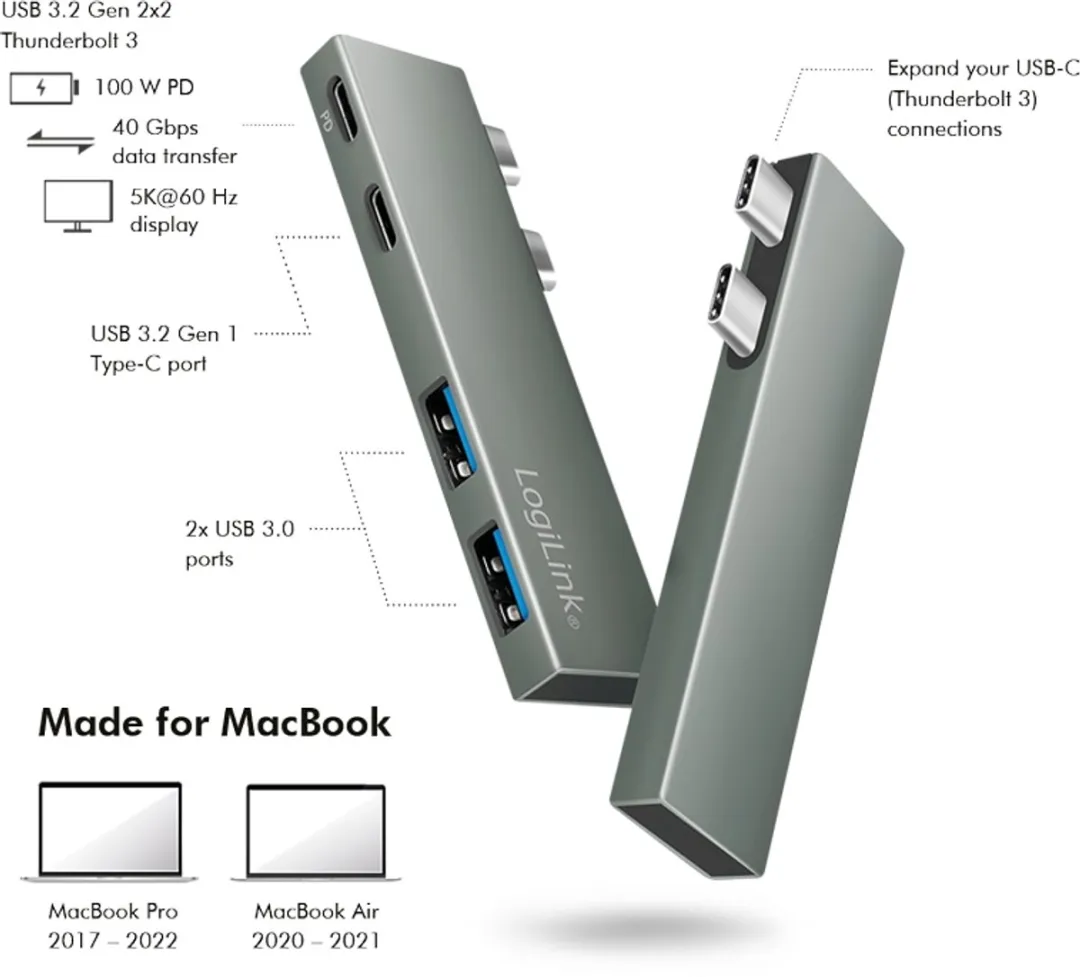 Logilink UA0399 USB-C Dockingstation - Aluminium