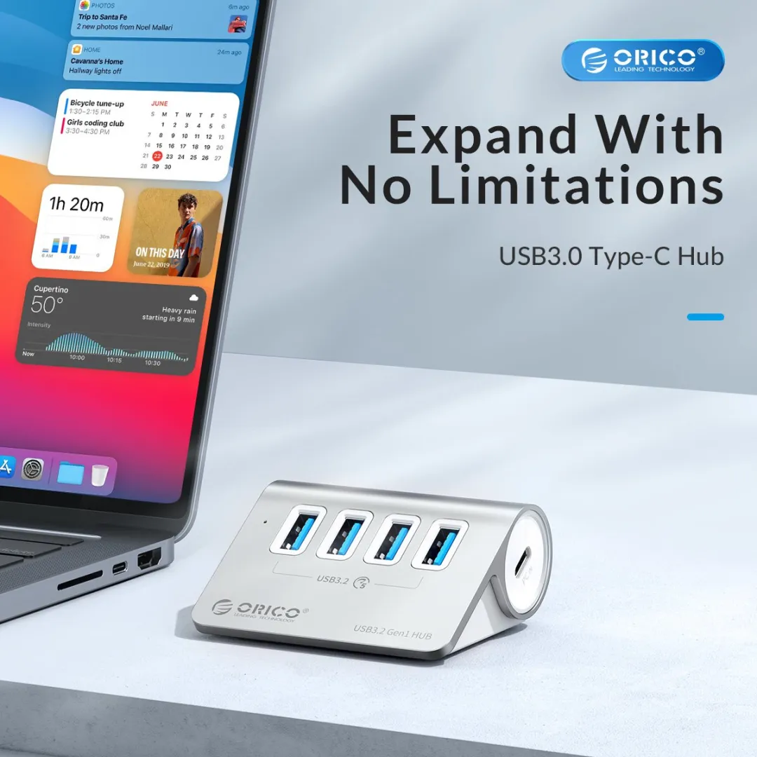ORICO M3U4-G2-05-SV USB Hub 4-Poort 10Gbps - Zilver