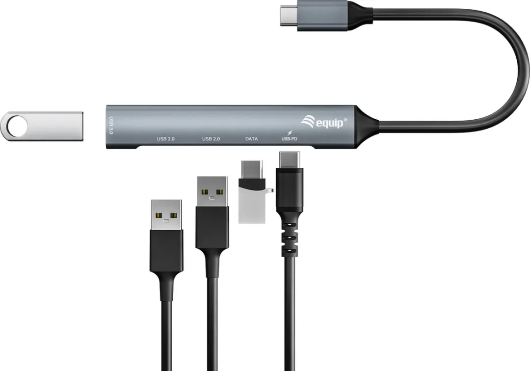 Equip 128962 Interface Hub USB-C 3.2 Gen 1 - 4 Poorten - Zilver