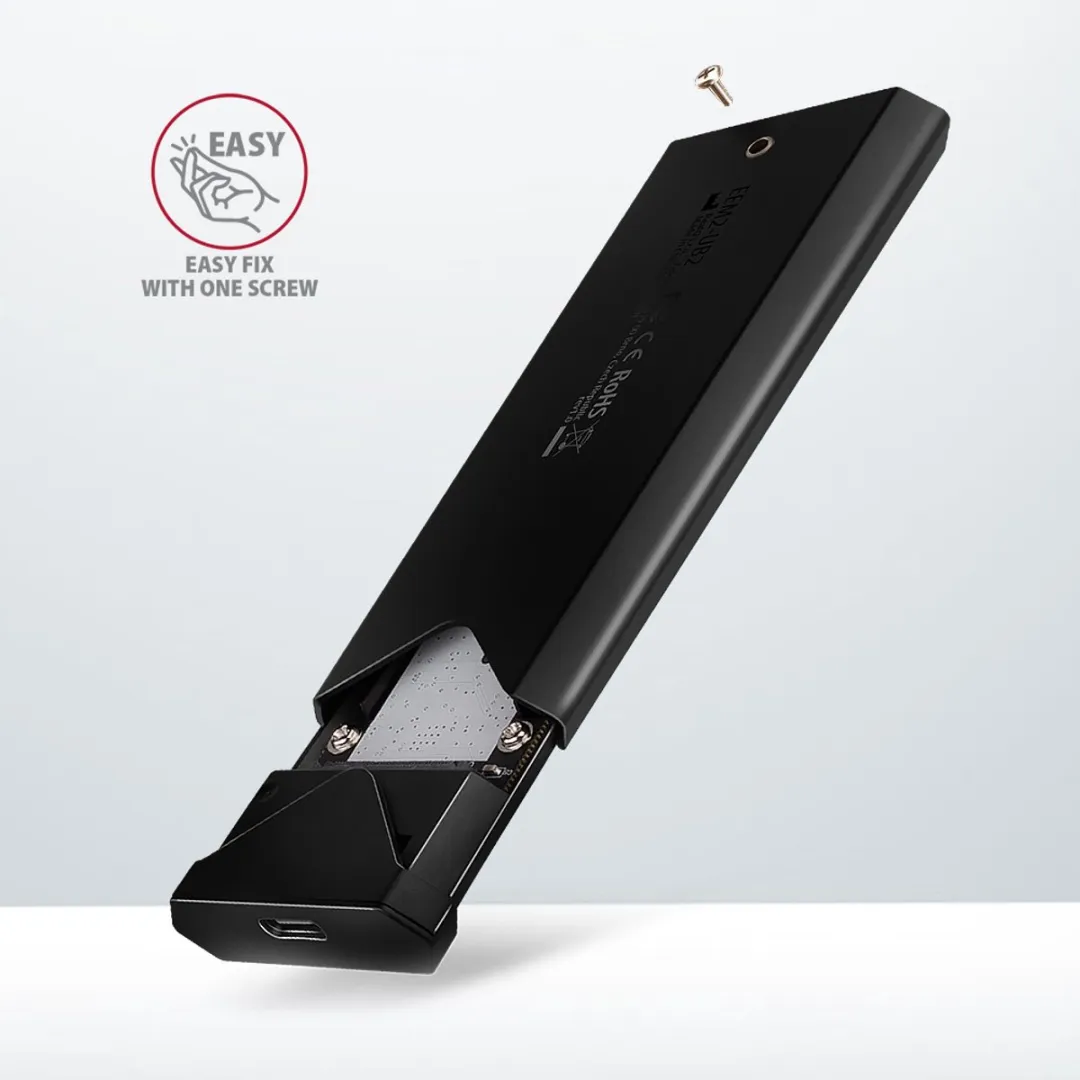Axagon EEM2-UB2 USB-C M.2 NVMe SSD Box - Zwart - afbeelding 2 van 6