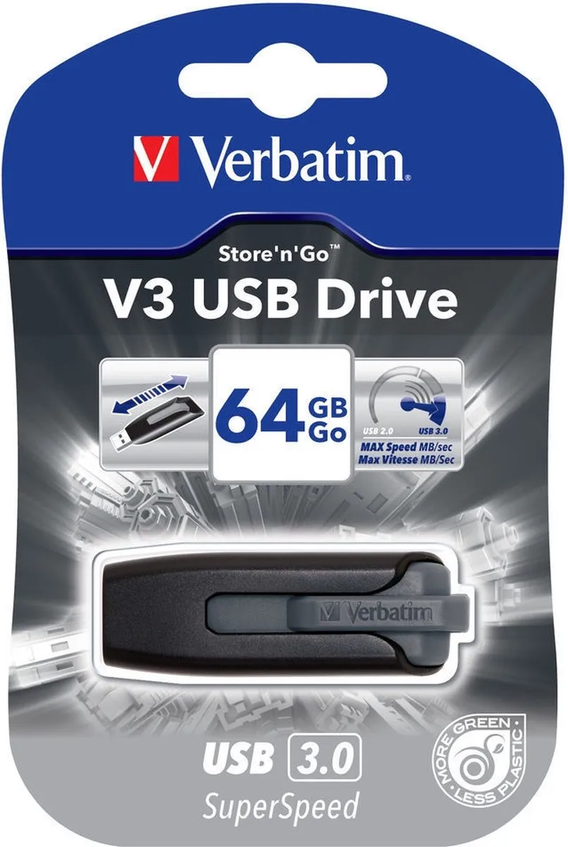 Verbatim Store'n'Go V3 49174 USB-Stick 64GB - Zwart - afbeelding 6 van 6
