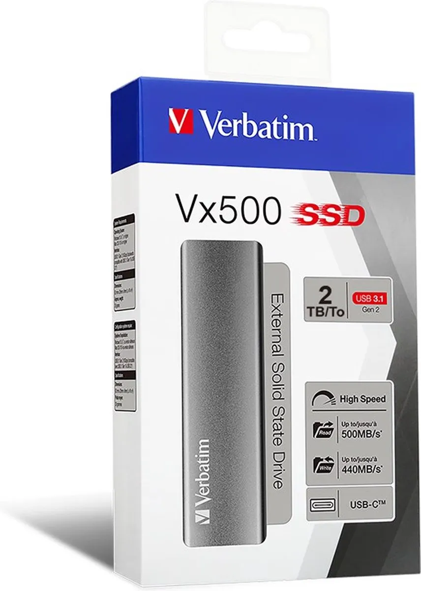 Verbatim Vx500 Store n Save 2TB - Zilver