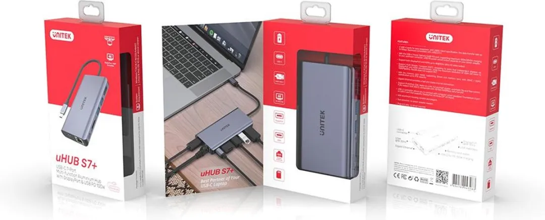 UNITEK uHUB S7 D1056A USB-Hub - Grijs - afbeelding 3 van 6