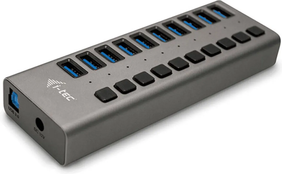 I-tec U3CHARGEHUB10 USB Oplader 10 Poorten - 48W - Grijs