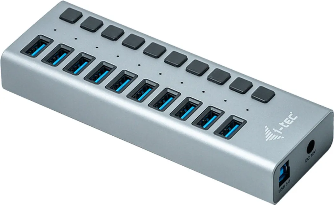 I-tec U3CHARGEHUB10 USB Oplader 10 Poorten - 48W - Grijs