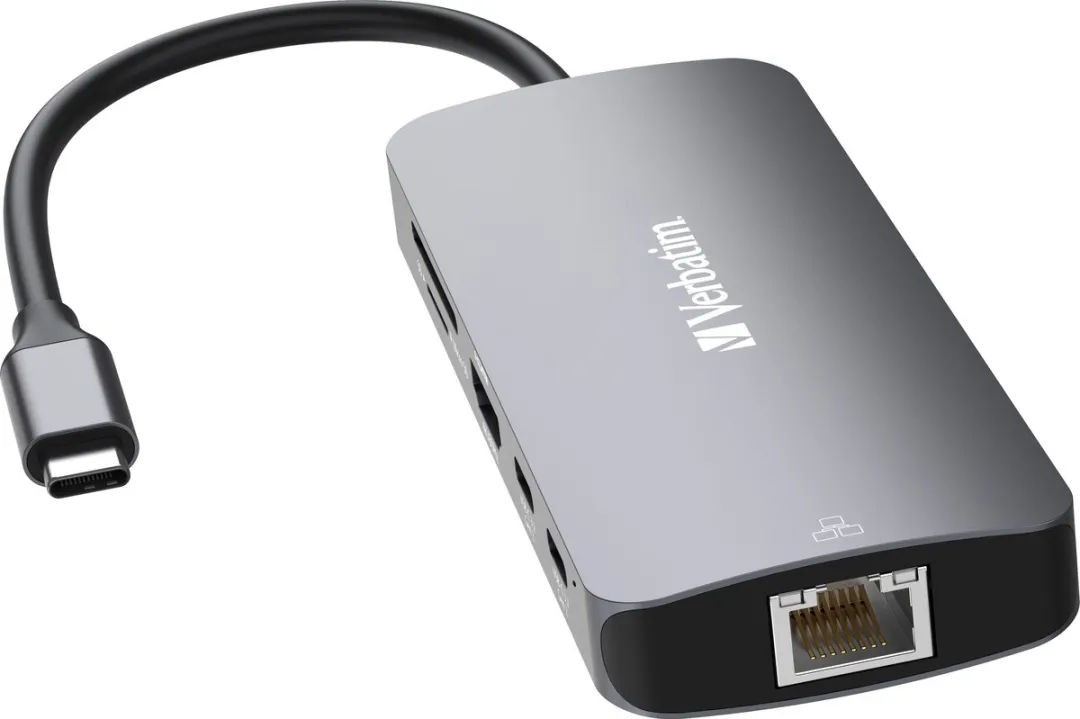 Verbatim Adapterhub USB-C 32152 - HDMI/USB-A/SD/microSD/Ethernet - Zilver