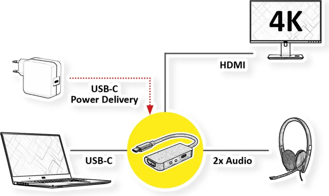 Roline 12021125 Dockingstation Type C - 4K HDMI - Grijs