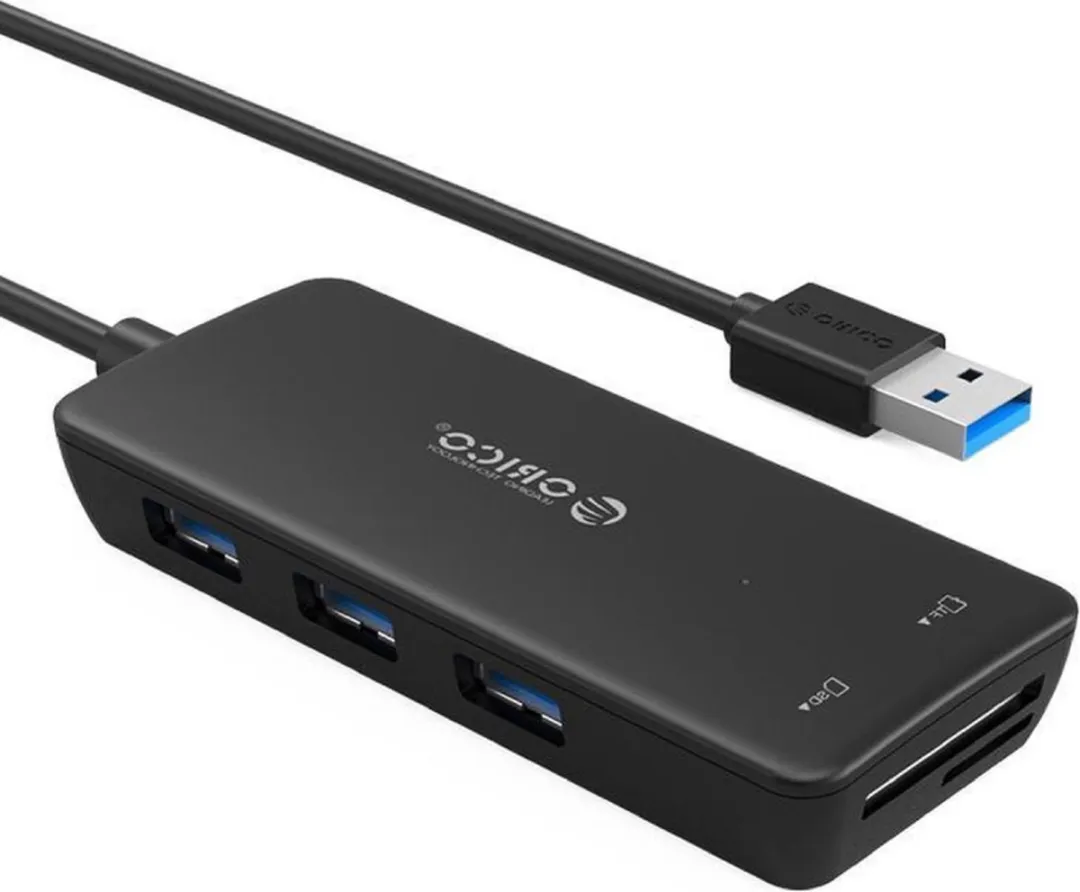 ORICO ORI-H3TS-U3-V1-BK USB3.0 Hub 3x Type-A - SD/MF Kaartlezer - 20cm - Zwart - afbeelding 6 van 6
