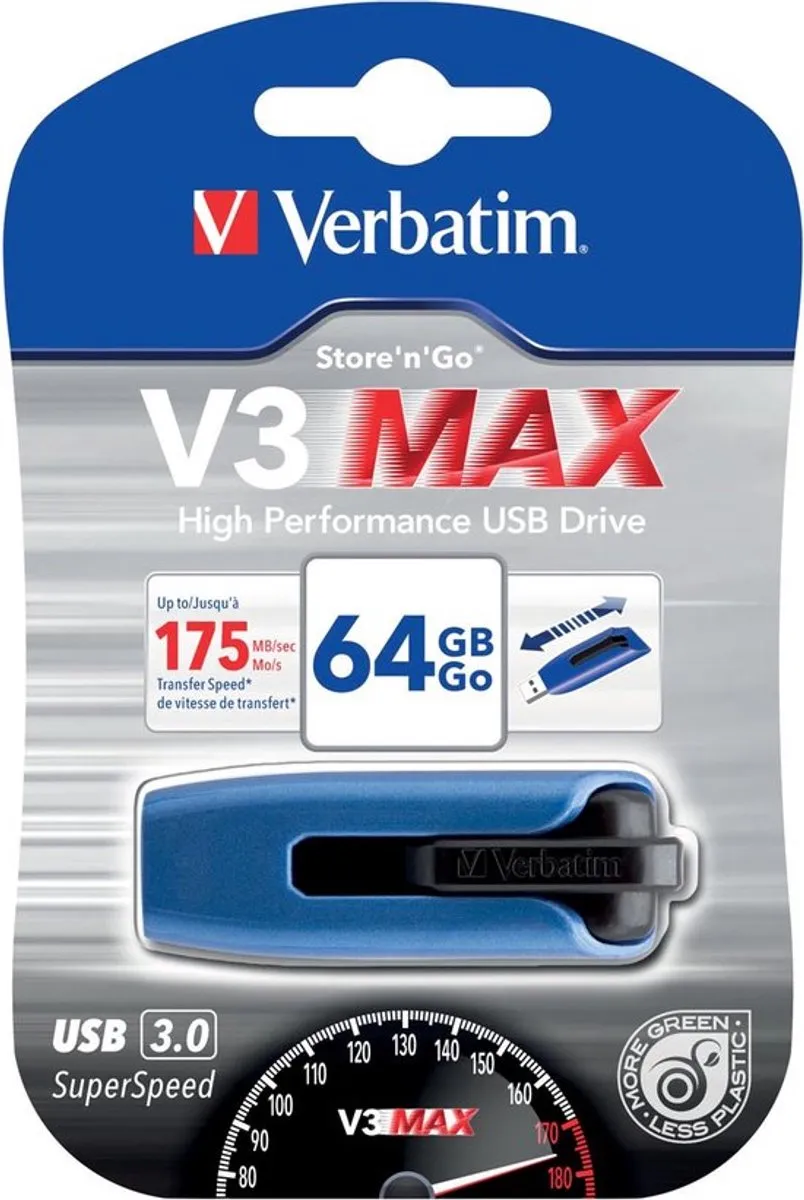 Verbatim Store 'n' Go V3 Max USB-stick 64GB - Blauw