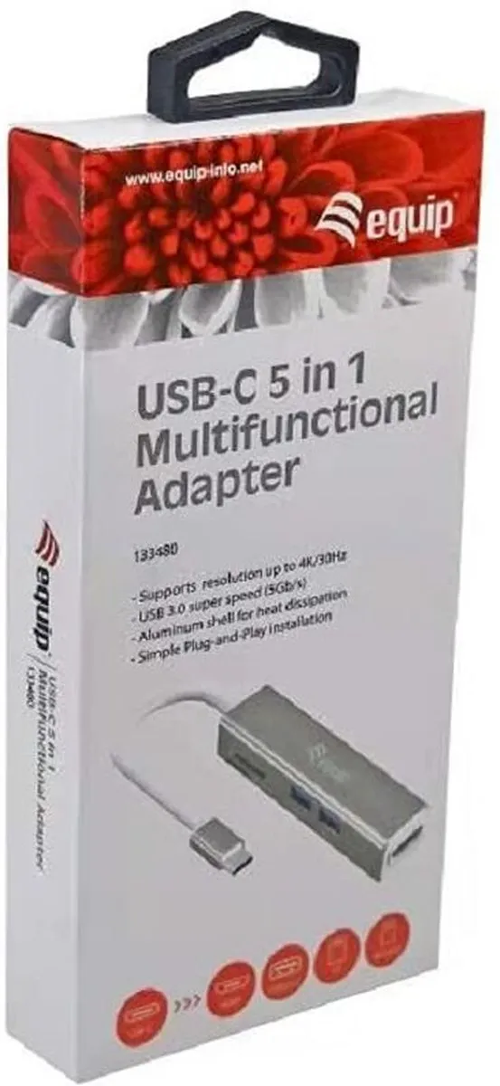 Equip USB-C 5-in-1 Adapter 133480 - HDMI/USB 3.2 - Zilver