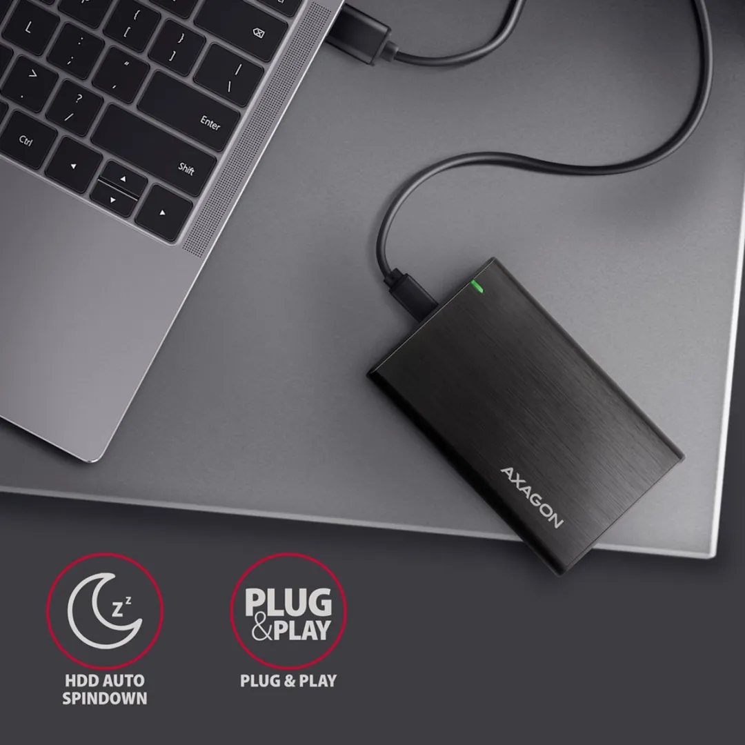 Axagon EE25-A6C USB-C 3.2 Gen 1 Externe HDD-behuizing - Zwart - afbeelding 4 van 6