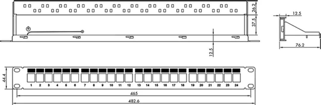 Logilink NK5003 Modulair 24-poorts Cat.6A Patchpaneel - 1U 19" - Zwart - afbeelding 6 van 6