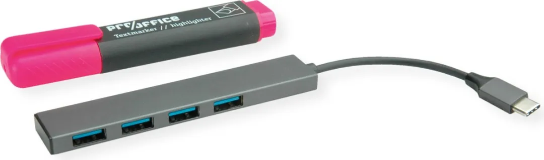 Roline USB 3.2 Gen 1 Hub 4 Poorten - Grijs - afbeelding 3 van 4