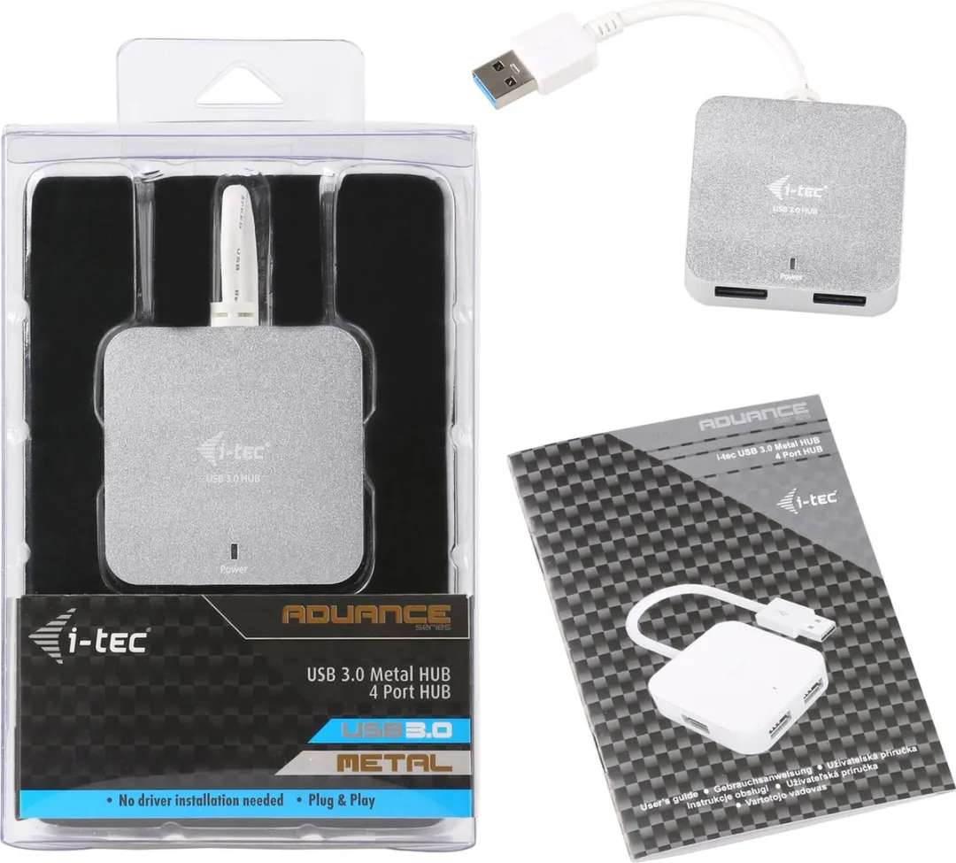 I-tec U3HUBMETAL402 USB Hub 4 Poorten - Zilver