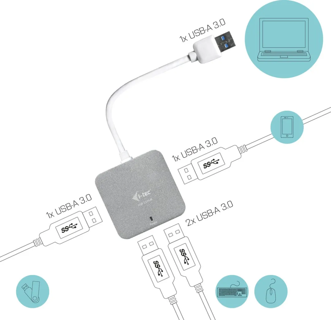 I-tec U3HUBMETAL402 USB Hub 4 Poorten