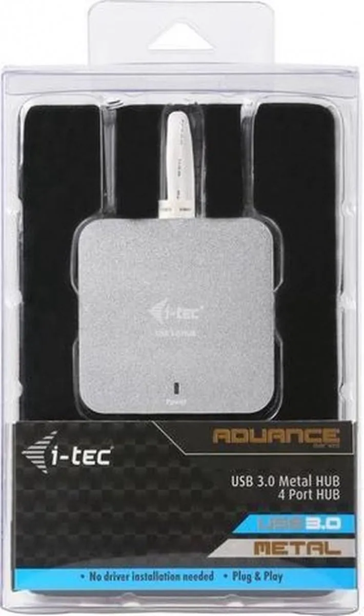 I-tec U3HUBMETAL402 USB Hub 4 Poorten - Zilver