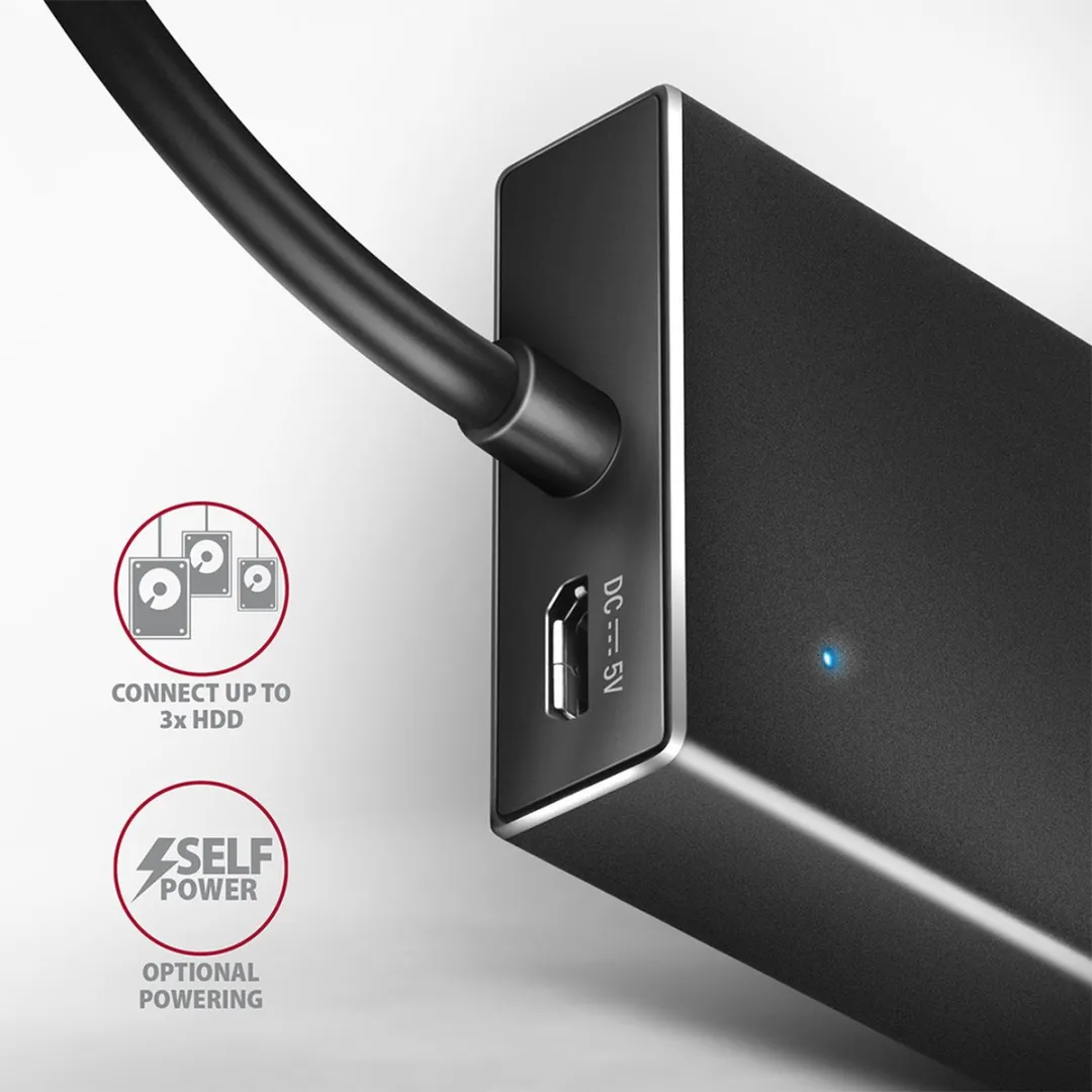 Axagon HUE-F7C USB 3.2 Hub 7 Poorten - Zwart - afbeelding 6 van 6