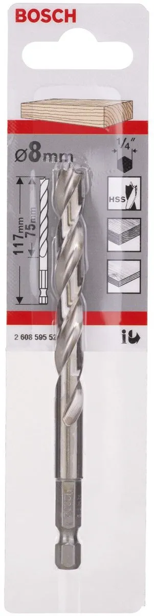 Bosch Houtspiraalboor 8mm - 1/4" zeskantschacht