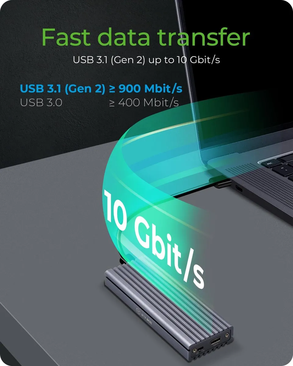 Icy Box IB-1817M-C31 M.2 NVMe SSD Behuizing - Grijs
