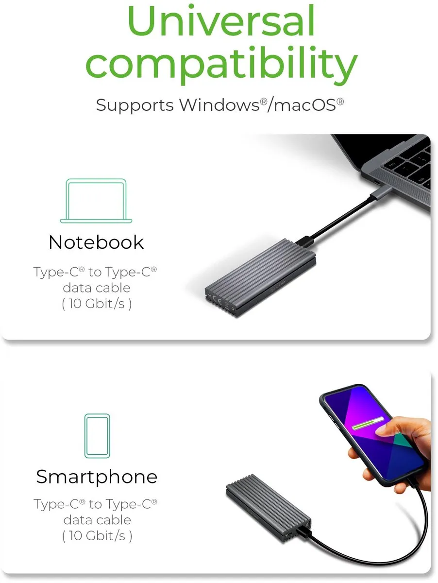 Icy Box IB-1817M-C31 M.2 NVMe SSD Behuizing - Grijs