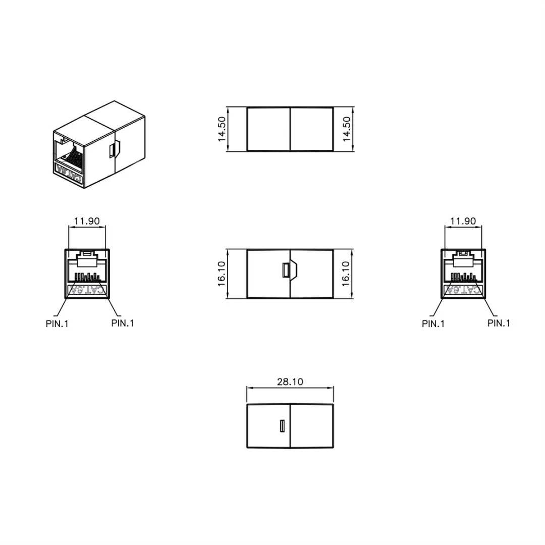 Roline RJ-45-koppeling Cat.6A wit