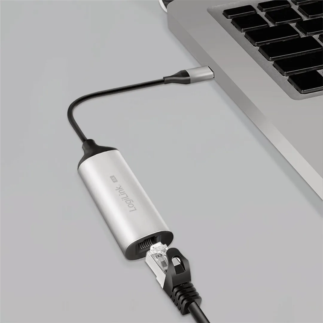 Logilink UA0456 USB-C naar RJ45 Gigabit Ethernet-adapter - Grijs