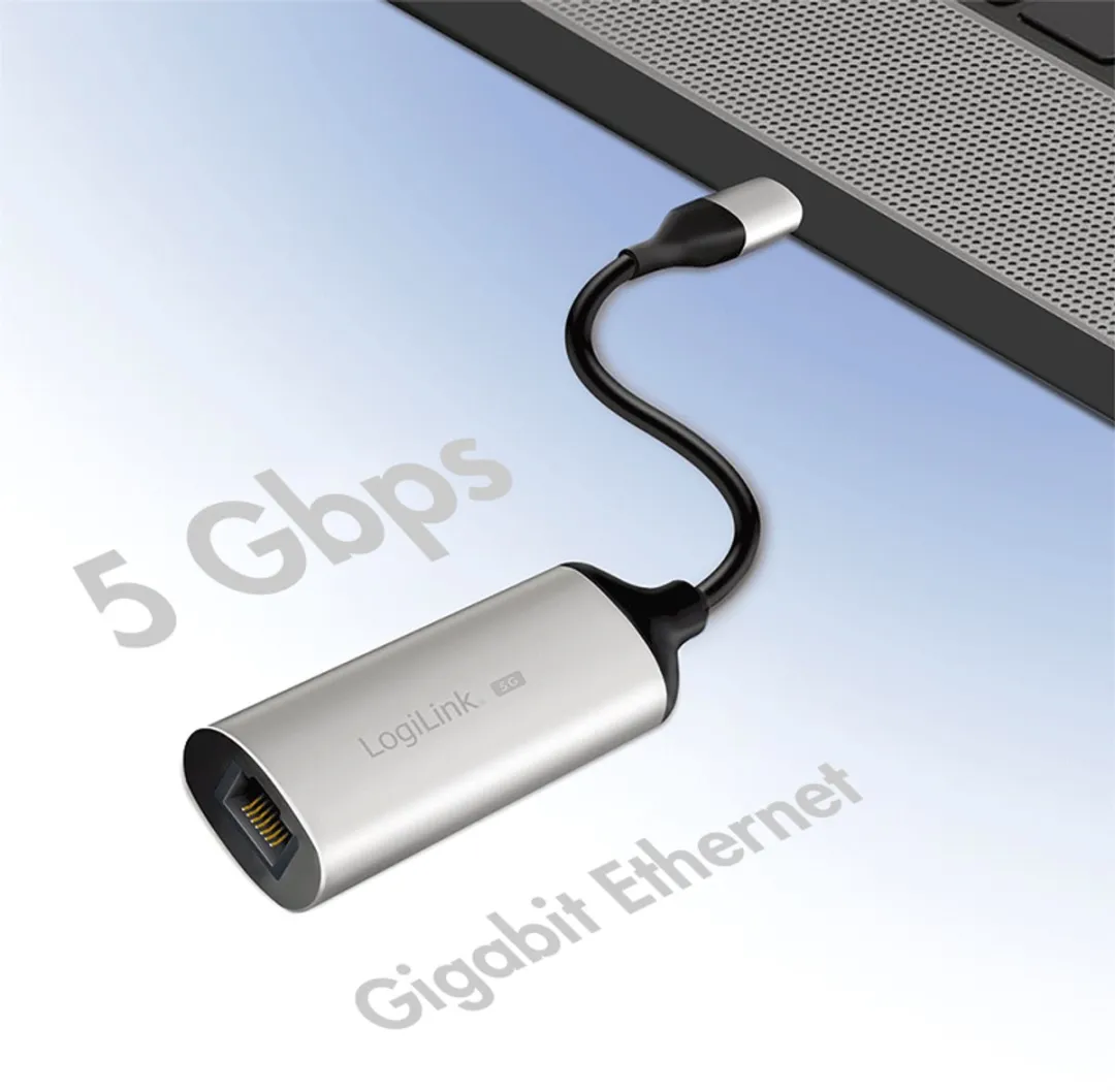 Logilink UA0456 USB-C naar RJ45 Gigabit Ethernet-adapter - Grijs