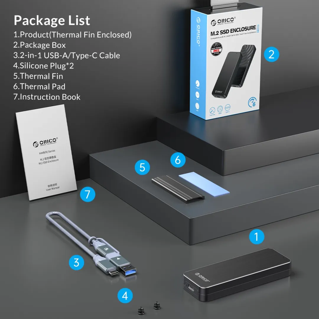 ORICO HM2C3-BK USB3.1 Gen1 M.2 SATA SSD Behuizing - Zwart