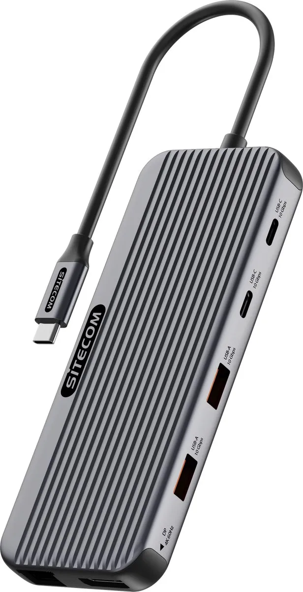 Sitecom CN-8002 Multiport Hub 8-in-1 - USB-C - HDMI/DP/LAN - Zwart