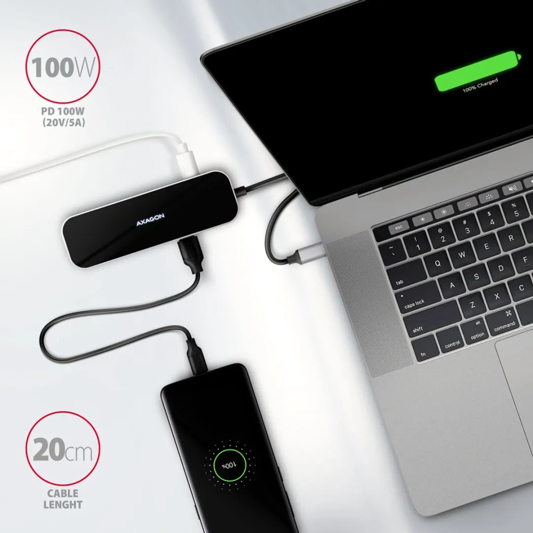 Axagon HMC-6H4A Laptopdock - USB 3.2 Gen 1 - Zwart/Grijs - afbeelding 6 van 6