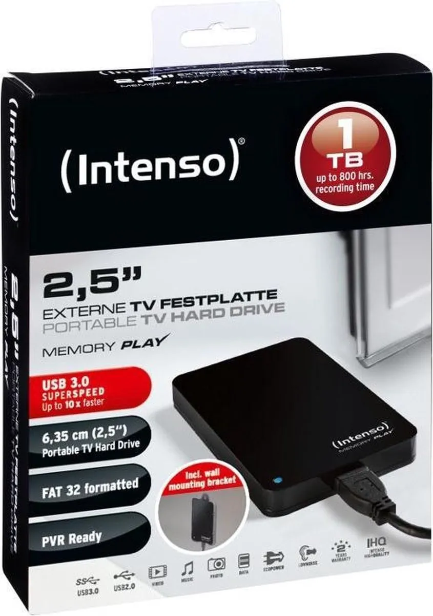 Intenso Memory Play Externe Harde Schijf 1TB - Zwart