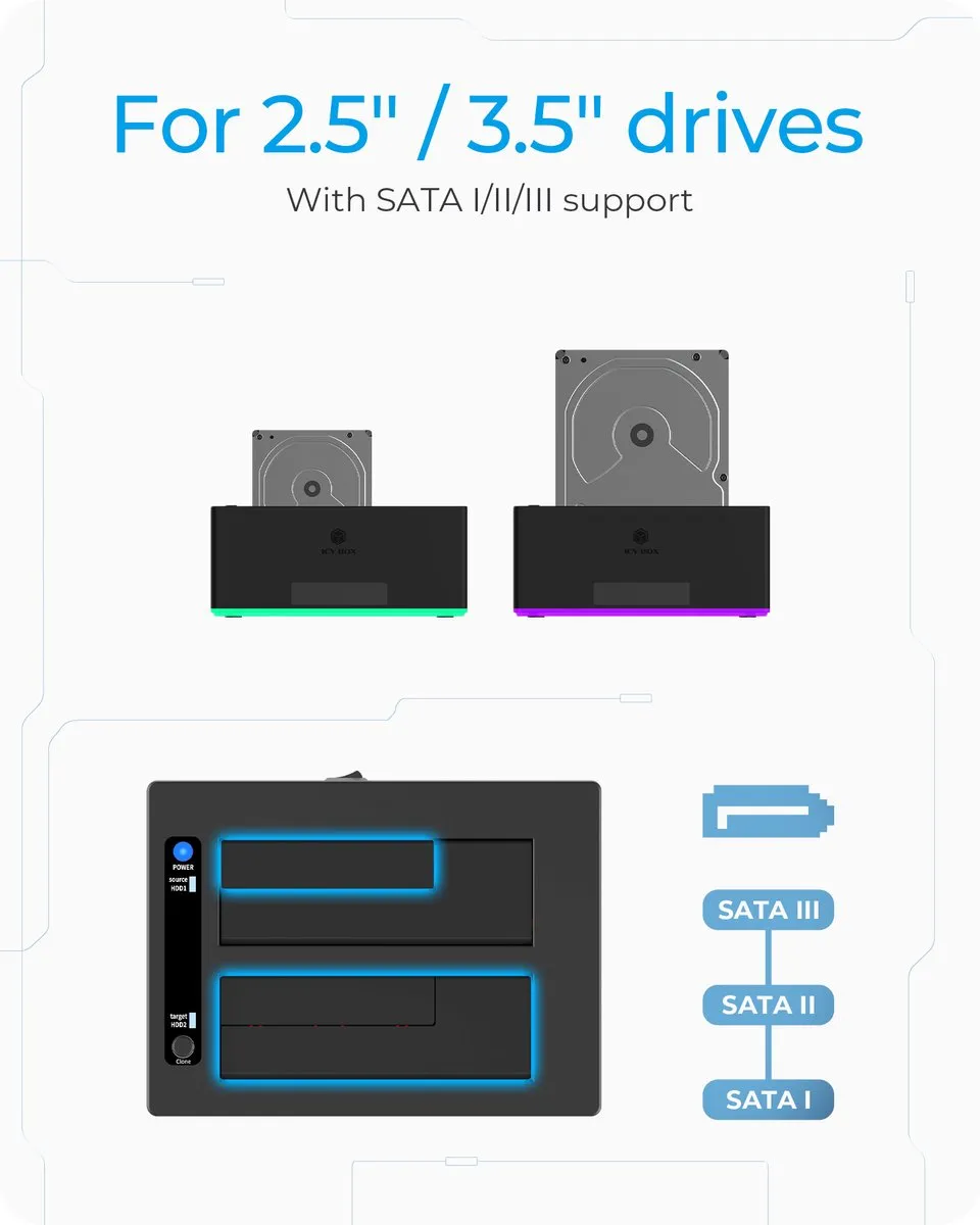 Icy Box IB-127CL-U3 Harde Schijf-Kopieerstation - USB 3.0 - 2 Poorten - afbeelding 6 van 6