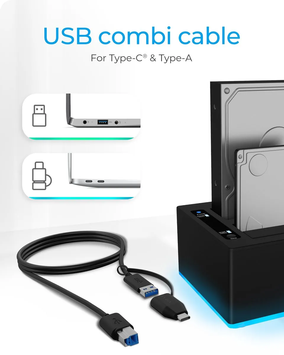 Icy Box IB-127CL-U3 Harde Schijf-Kopieerstation - USB 3.0 - 2 Poorten