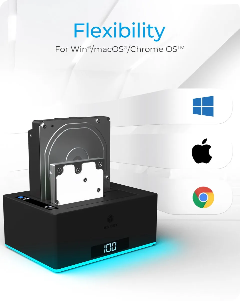 Icy Box IB-127CL-U3 Harde Schijf-Kopieerstation - USB 3.0 - 2 Poorten