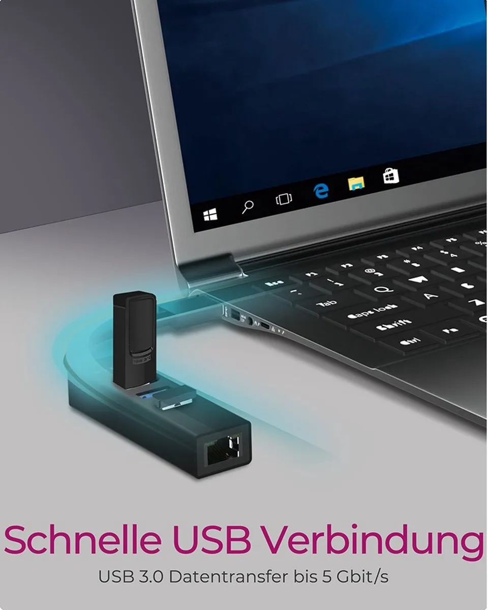Icy Box IB-HUB1419-LAN USB 3.2 Hub 4 Poorten - Zwart
